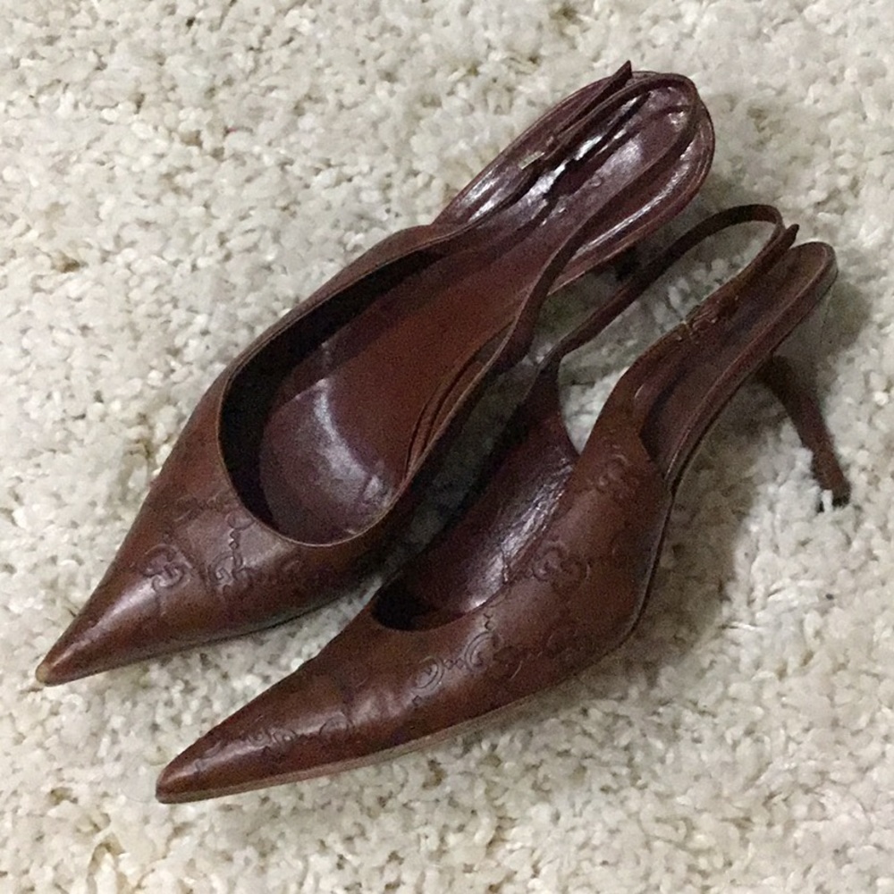 Vintage GG monogram logo sling back heels